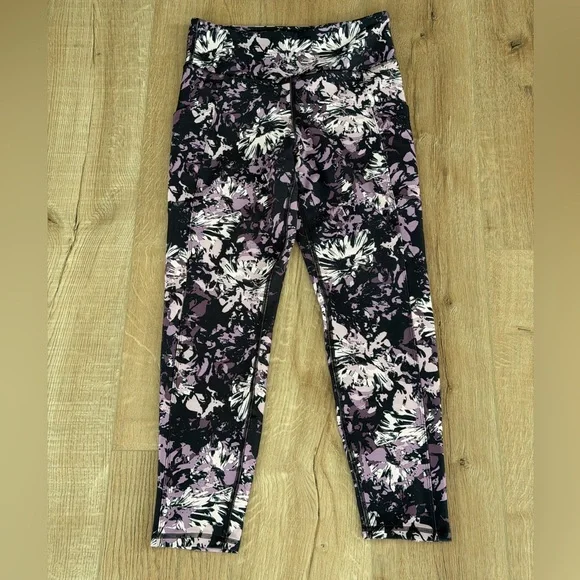 Balance Collection Floral Leggings Purple Black High Rise L - Picture 1 of 5